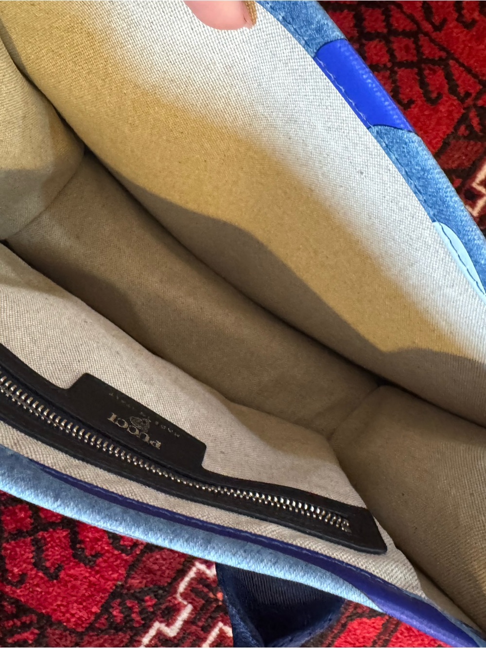 Emilio Pucci Marmo Tote Bag Blue Denim Leather Trim Made in Italy NEW NWT - Picture 8 of 8